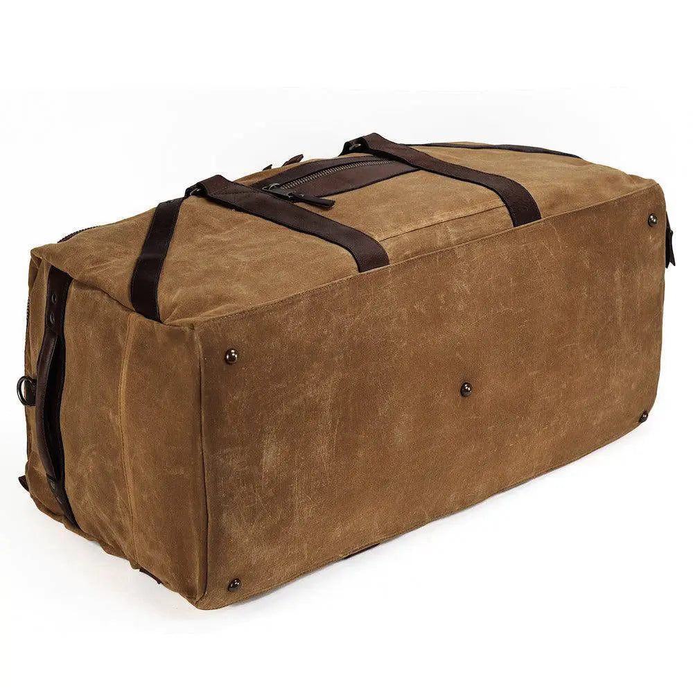 Campaign Waxed Canvas X-Large Duffle Bag by Mission Mercantile Leather Goods, handmade leather goods detail photo 6