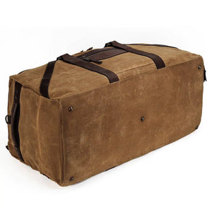 Campaign Waxed Canvas X-Large Duffle Bag by Mission Mercantile Leather Goods, handmade leather goods detail photo 6