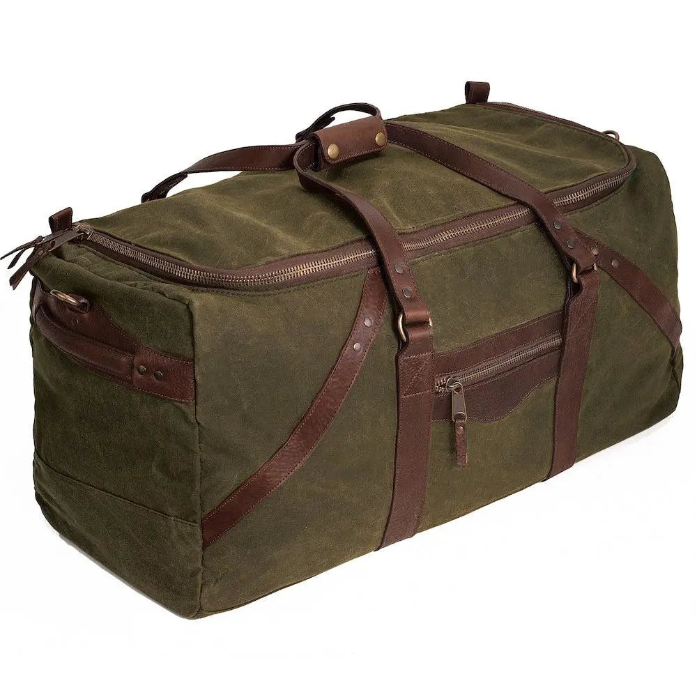 Campaign Waxed Canvas X-Large Duffle Bag by Mission Mercantile Leather Goods, handmade leather goods detail photo 10