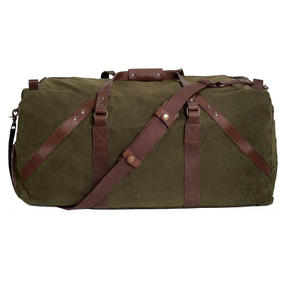 Campaign Waxed Canvas X-Large Duffle Bag by Mission Mercantile Leather Goods, handmade leather goods detail photo 11