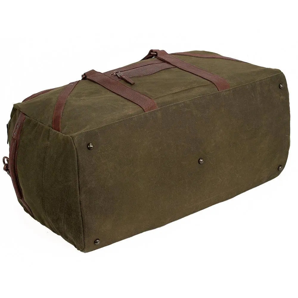 Campaign Waxed Canvas X-Large Duffle Bag by Mission Mercantile Leather Goods, handmade leather goods detail photo 14