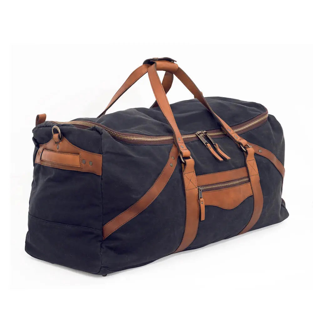Campaign Waxed Canvas X-Large Duffle Bag by Mission Mercantile Leather Goods, handmade leather goods detail photo 26