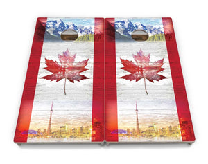 Canada Mountain Scene Cornhole Boards - Professional Tournament Series by Cornhole Solutions, custom cornhole board detail photo 2
