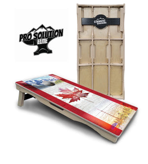 Canadian Mountain Scene Cornhole Boards - Pro Solution Elite Series by Cornhole Solutions, custom cornhole board main product photo