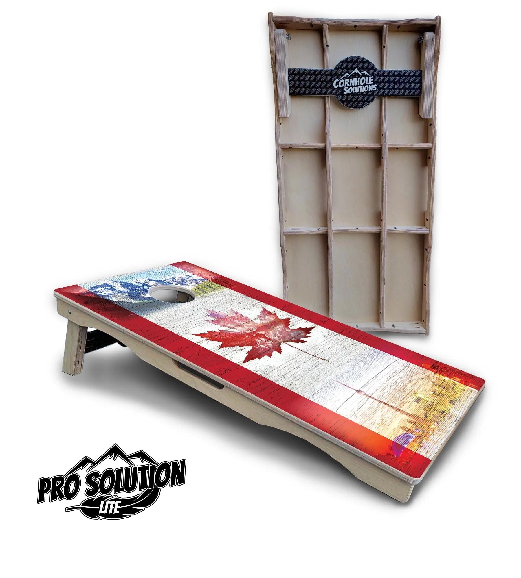 Canadian Mountain Scene Cornhole Boards - Pro Solution Lite Series by Cornhole Solutions, custom cornhole board main product photo