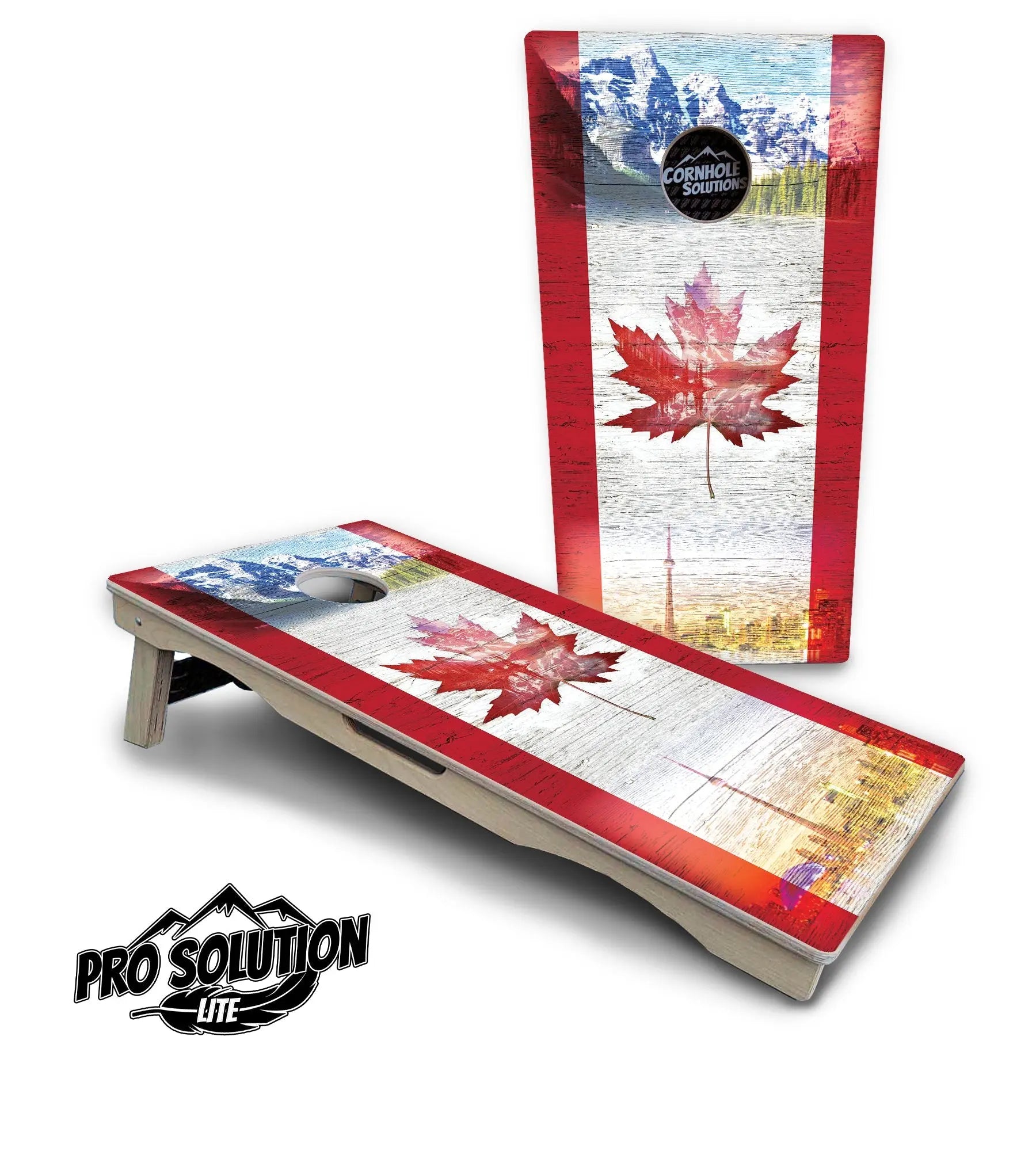 Canadian Mountain Scene Cornhole Boards - Pro Solution Lite Series by Cornhole Solutions, custom cornhole board detail photo 2