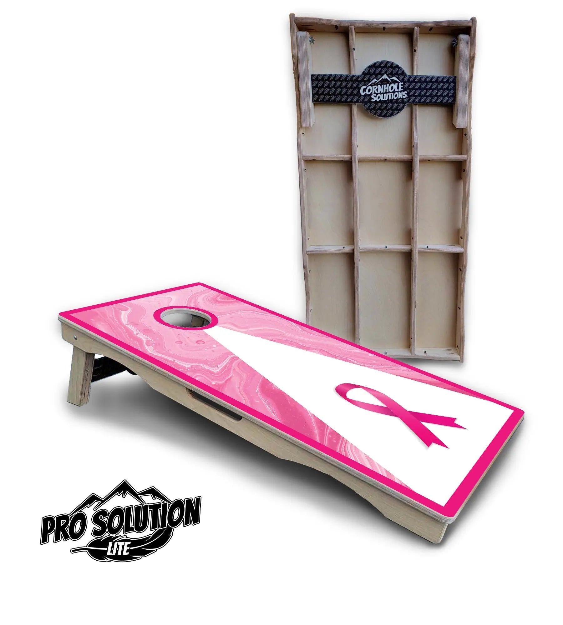 Cancer Awareness Cornhole Boards - Pro Solution Lite Series by Cornhole Solutions, custom cornhole board main product photo
