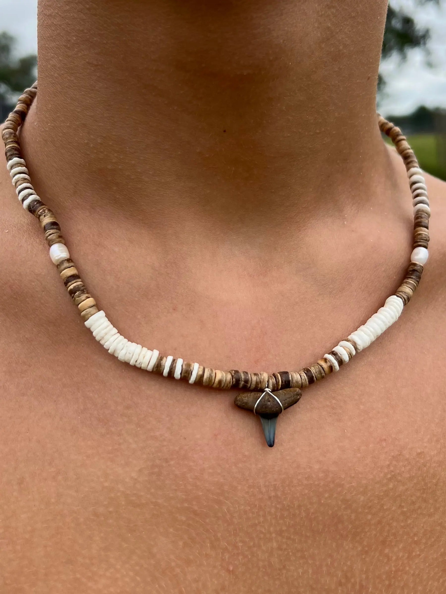 Canggu Shark Tooth Necklace by HALT, handmade jewelry detail photo 3