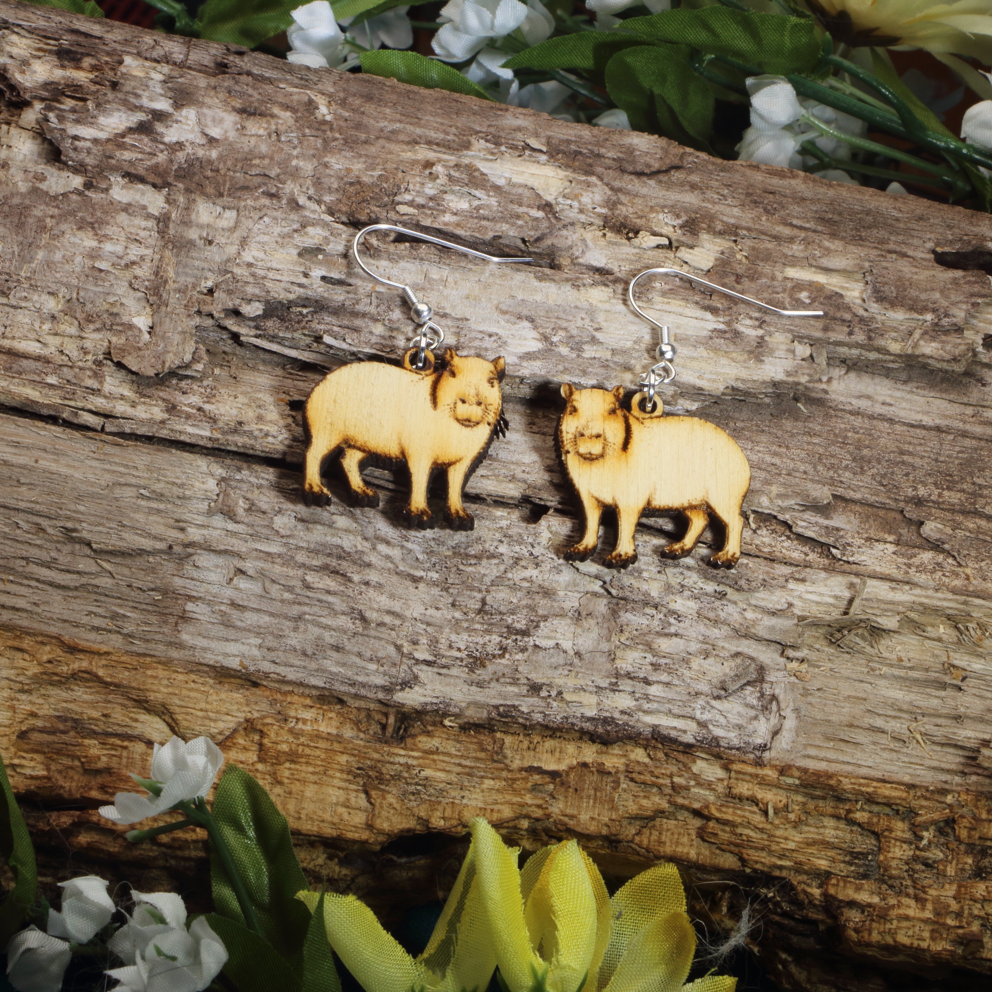Capybara Wooden Dangle Earrings | Cute Animal Jewelry by Cate's Concepts, LLC