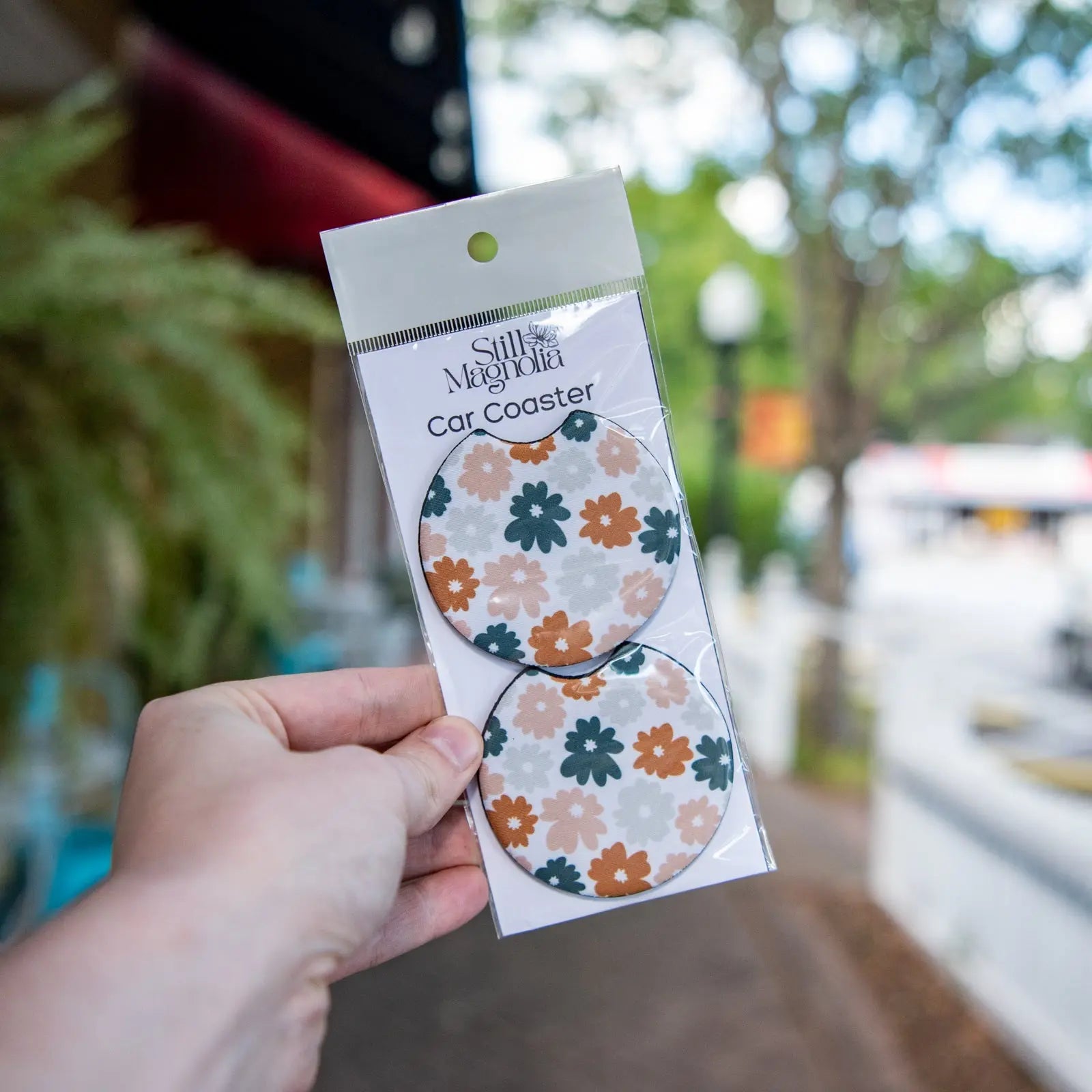 Car Coasters - Retro Flower Pattern by Still Magnolia, Southern home decor main product photo