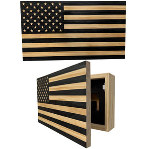 American Flag Decorative & Secure Wall-Mounted Gun Cabinet (Carbon Gray) by Bellewood Designs, Southern home decor main product photo