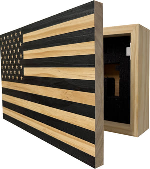 American Flag Decorative & Secure Wall-Mounted Gun Cabinet (Carbon Gray) by Bellewood Designs, Southern home decor detail photo 5