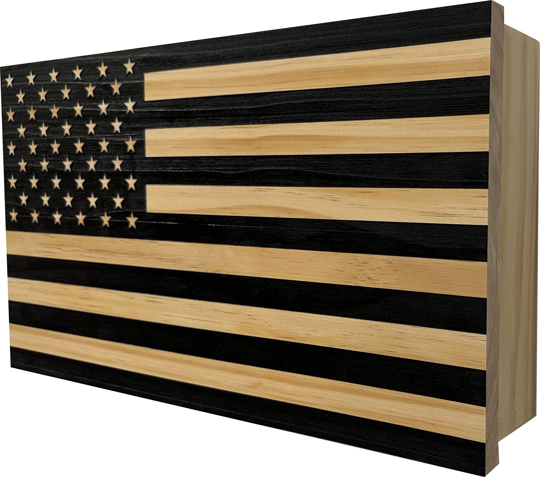 American Flag Decorative & Secure Wall-Mounted Gun Cabinet (Carbon Gray) by Bellewood Designs, Southern home decor detail photo 9