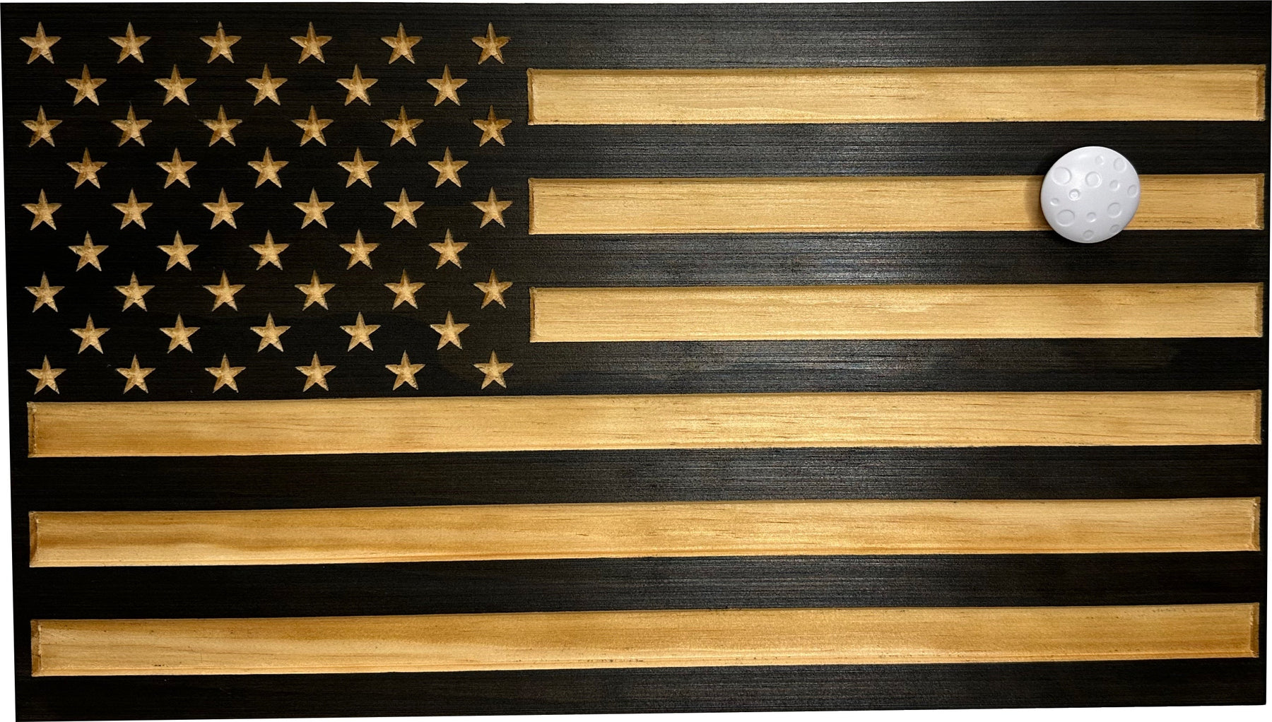 Carved American Flag Decorative Wall-Mounted Secure Gun Cabinet by Bellewood Designs, Southern home decor detail photo 7