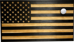 Carved American Flag Decorative Wall-Mounted Secure Gun Cabinet by Bellewood Designs, Southern home decor detail photo 7