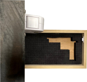 Carved American Flag Decorative Wall-Mounted Secure Gun Cabinet by Bellewood Designs, Southern home decor detail photo 9