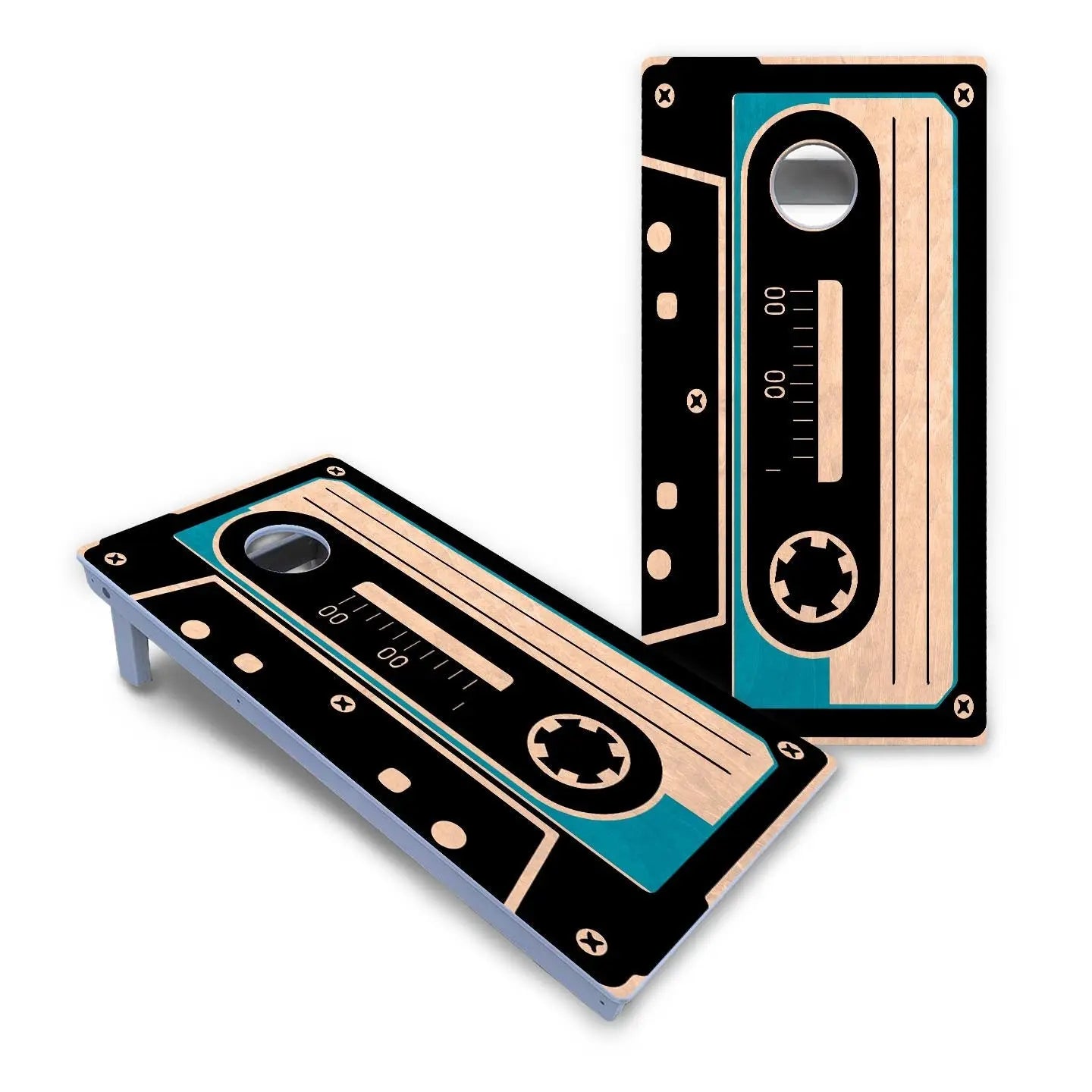 Cassette Tape Cornhole Boards - All Weather Series by Cornhole Solutions, custom cornhole board detail photo 2