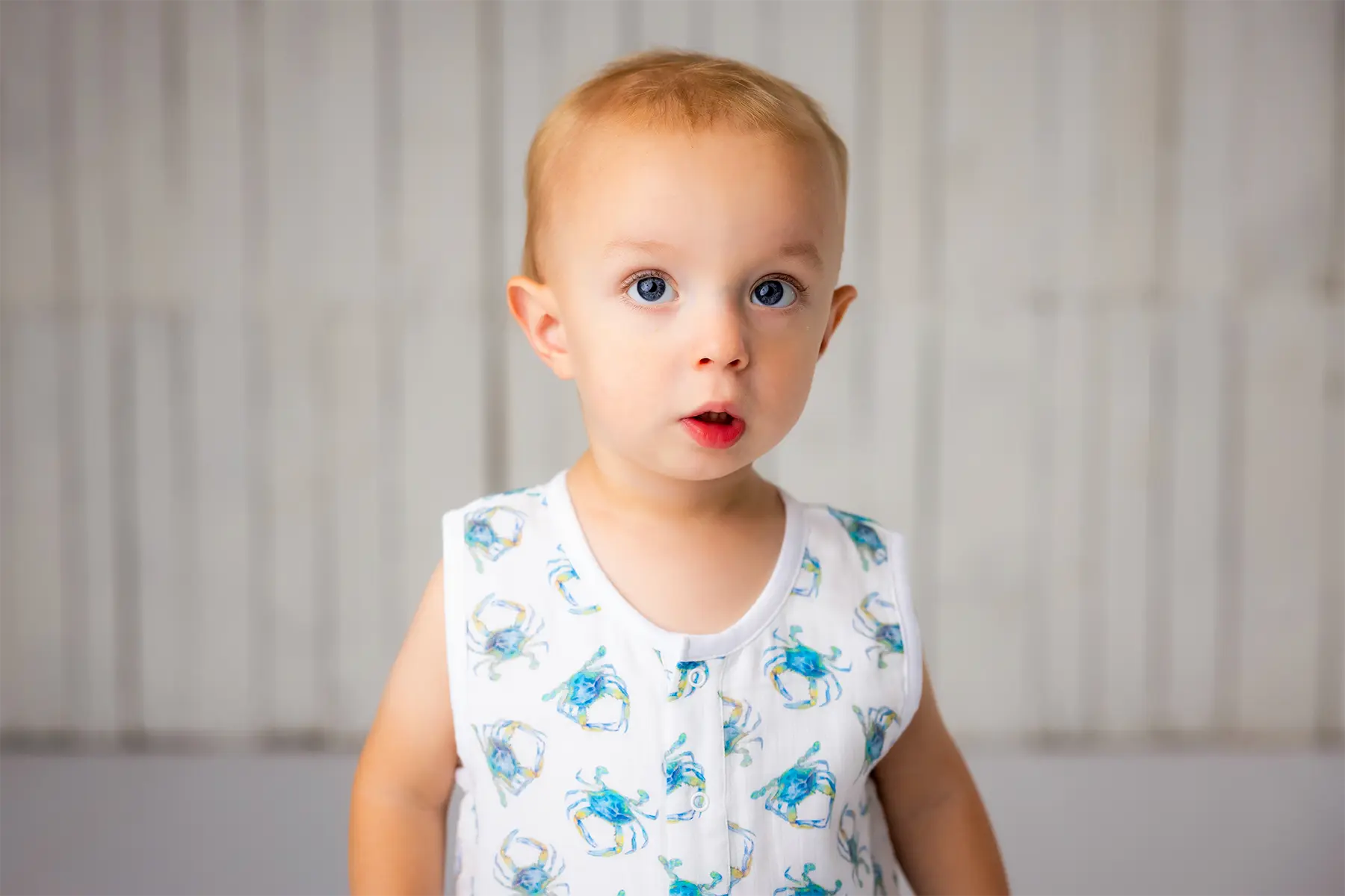 Catching Crabs Organic Muslin Shortalls by Nola Tawk, children's boutique clothing detail photo 2