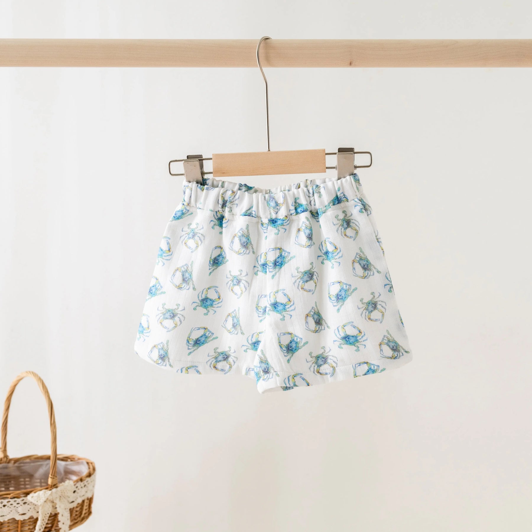 Catching Crabs Organic Muslin Shorts by Nola Tawk, children's boutique clothing main product photo