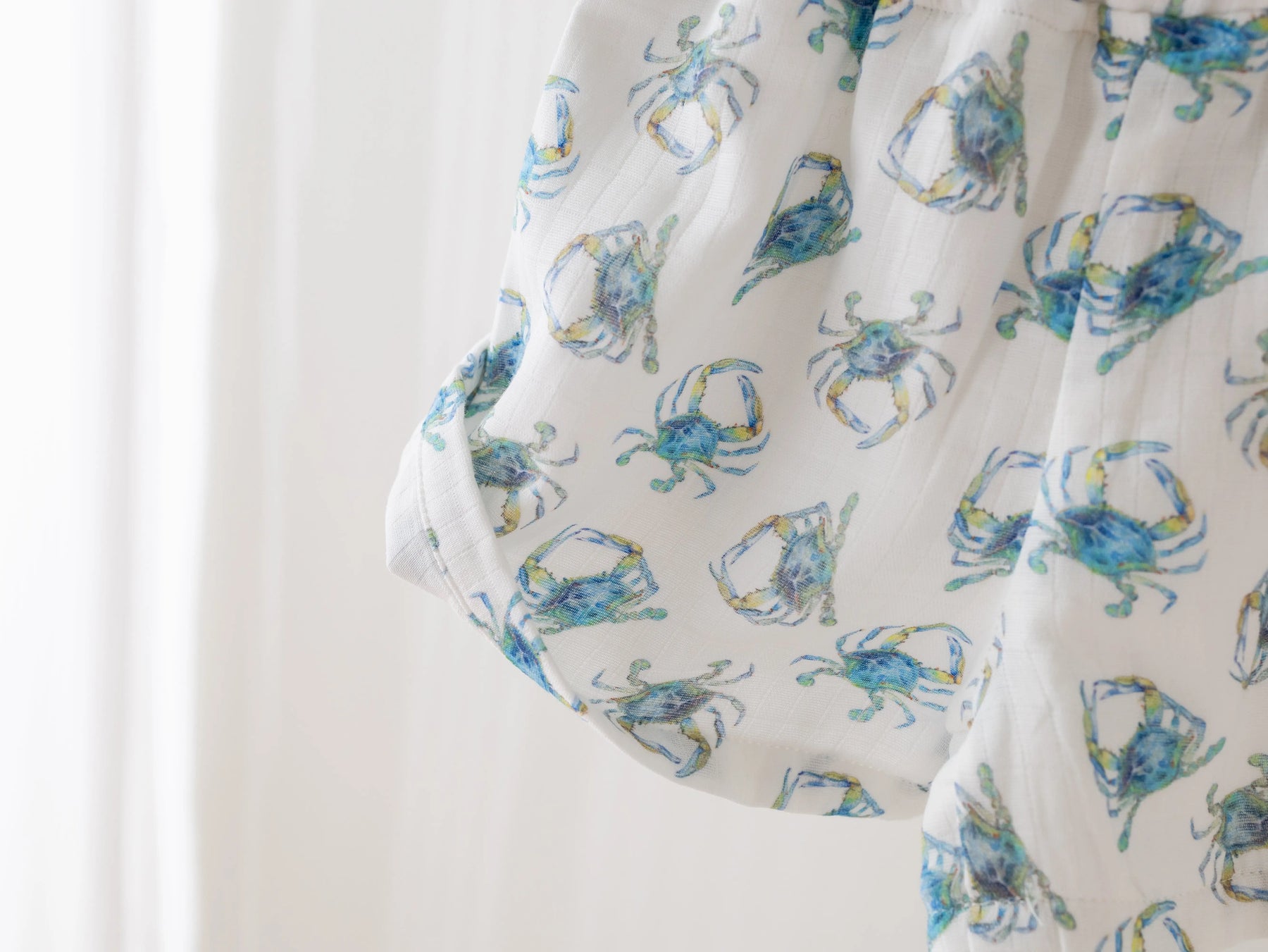 Catching Crabs Organic Muslin Shorts by Nola Tawk, children's boutique clothing detail photo 4