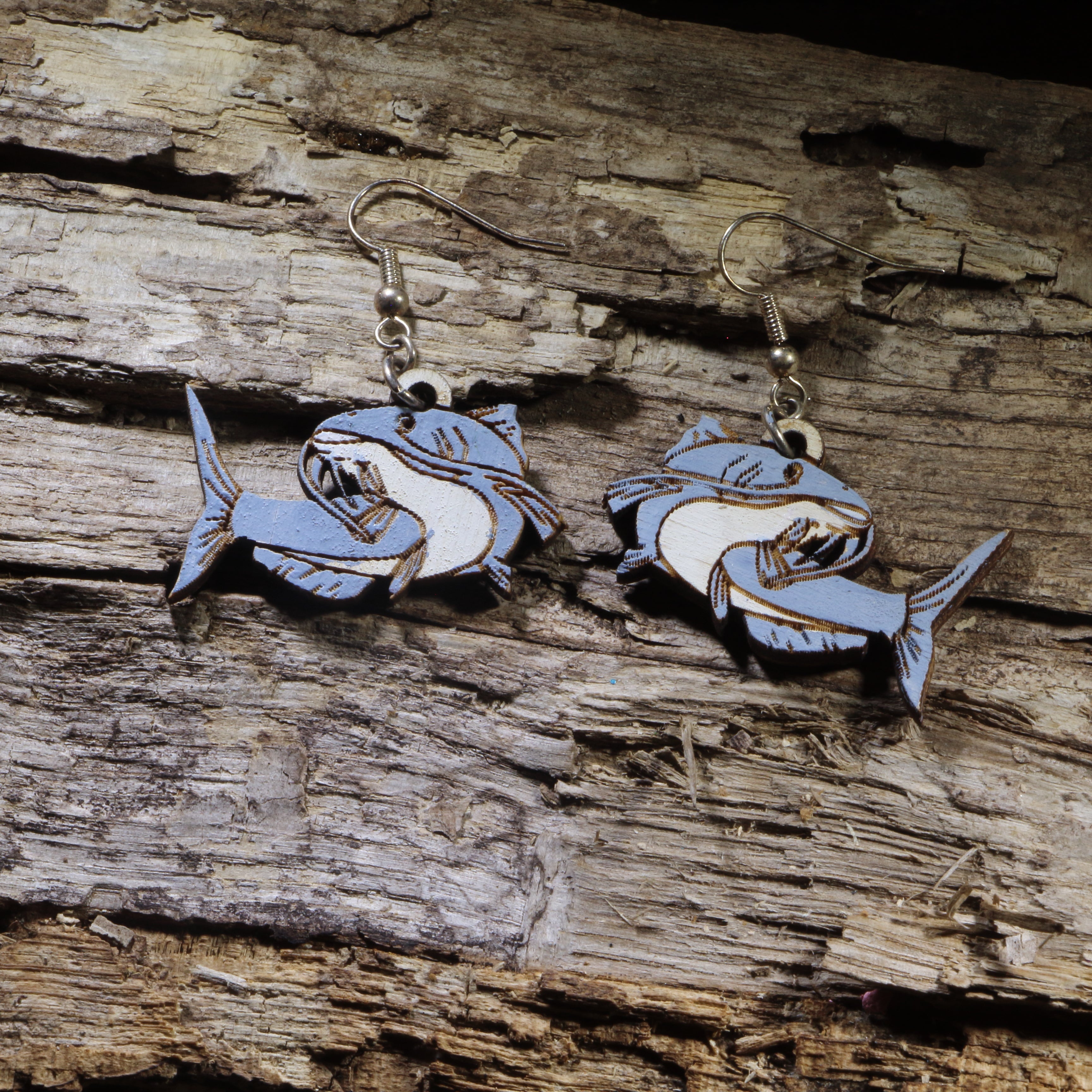 Catfish Wooden Dangle Earrings | Fishing Angler Jewelry by Cate's Concepts, LLC
