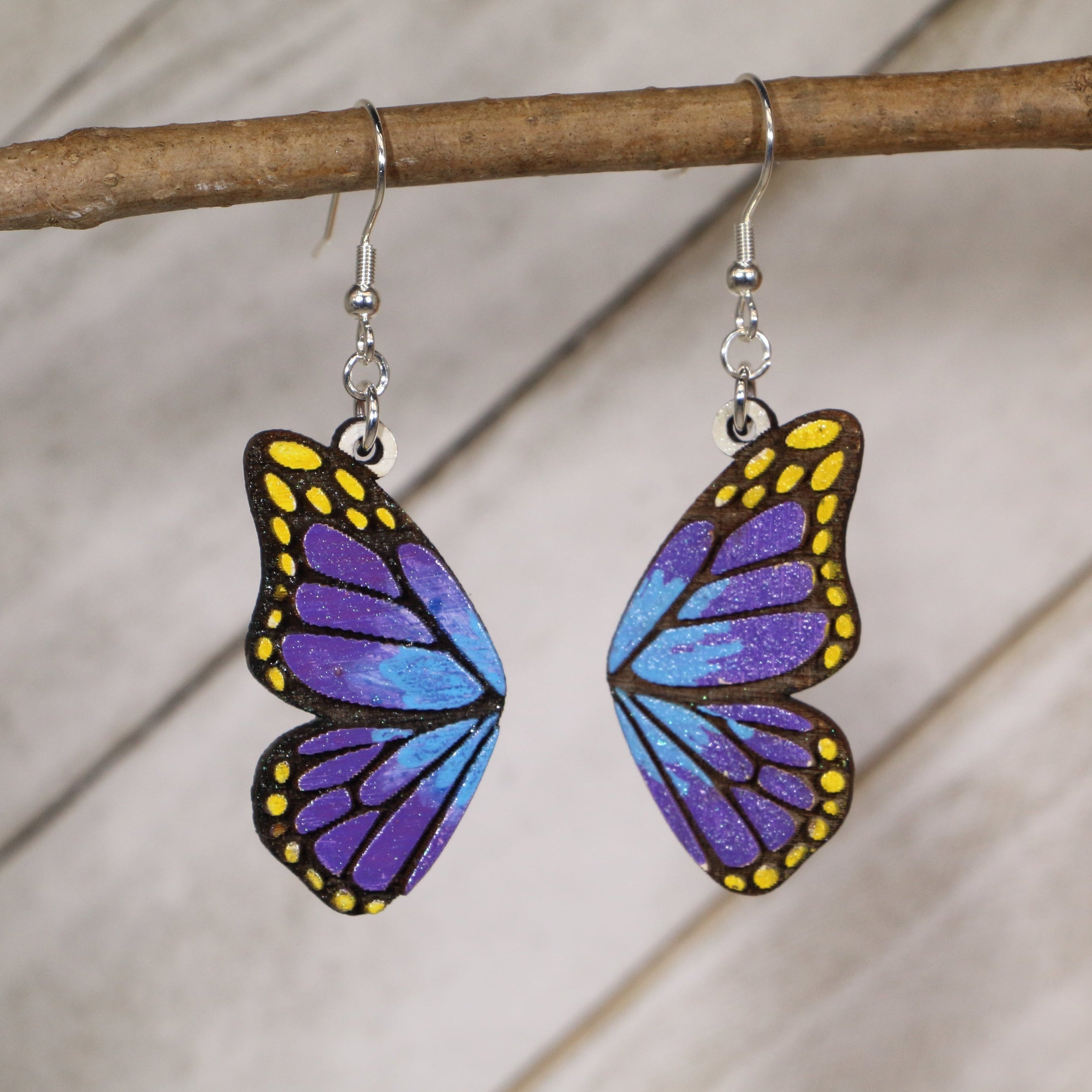 Monarch Butterfly Wooden Earrings | Celestial Nature Jewelry by Cate's Concepts, LLC, handmade jewelry main product photo