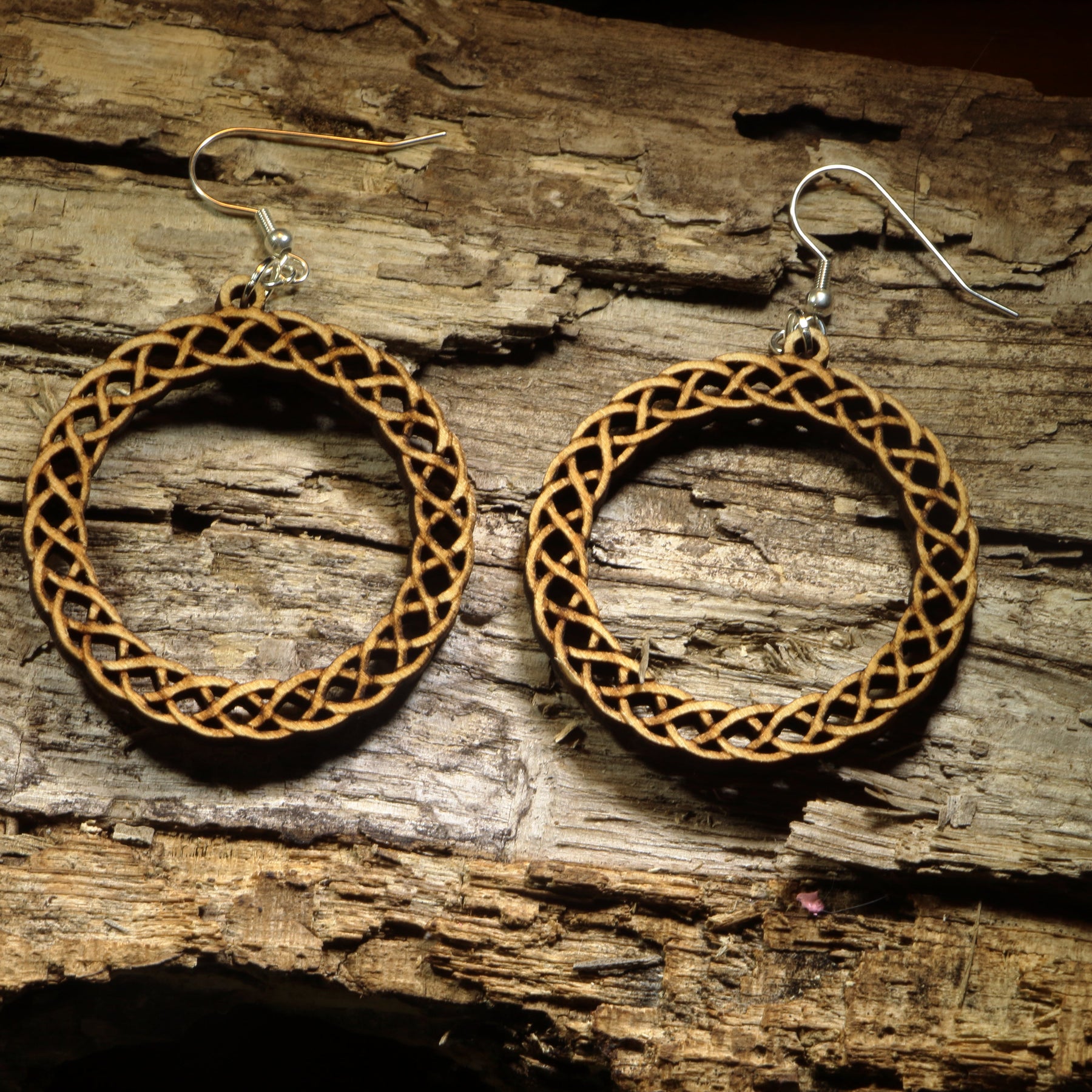 Celtic Knot Hoop Wooden Dangle Earrings | Celtic Jewelry