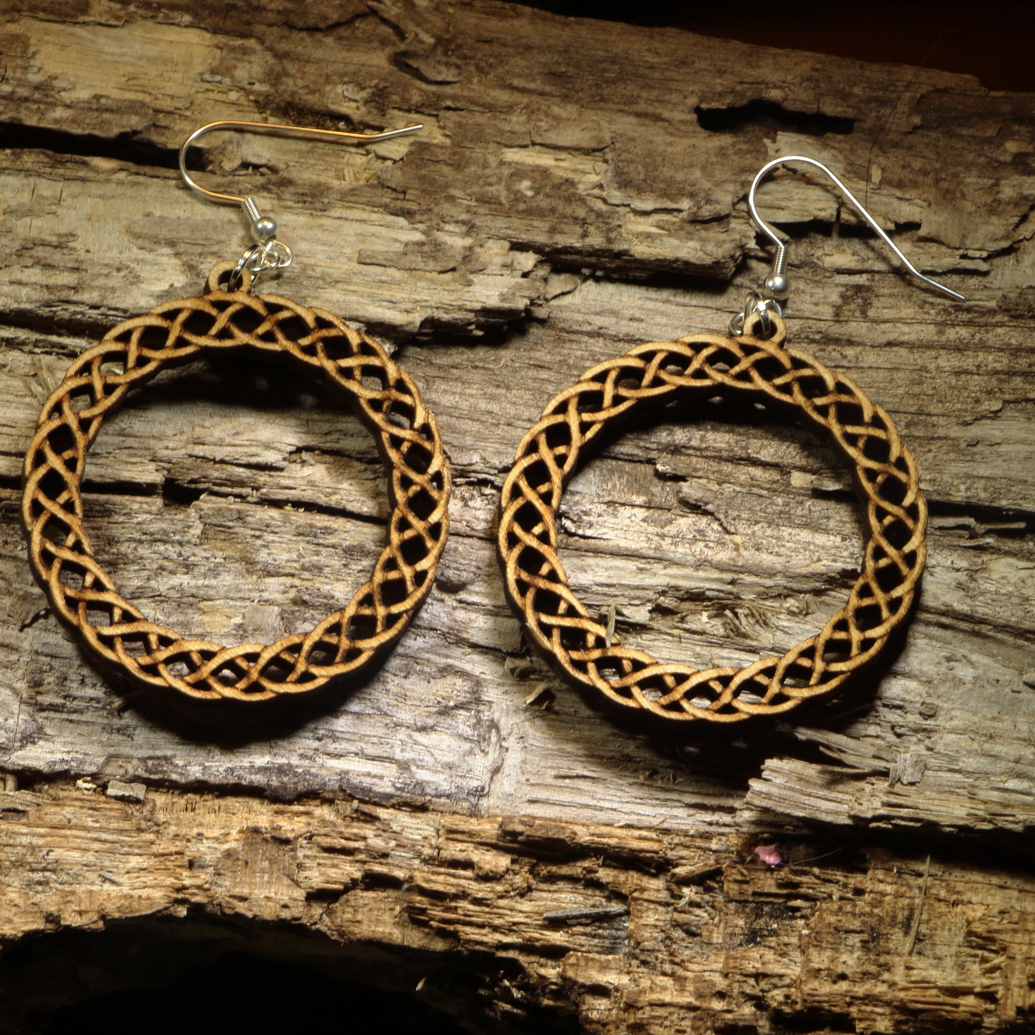Celtic Knot Hoop Wooden Dangle Earrings | Celtic Jewelry by Cate's Concepts, LLC