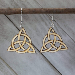 Celtic Trinity Knot Wooden Earrings | Irish Symbol Jewelry
