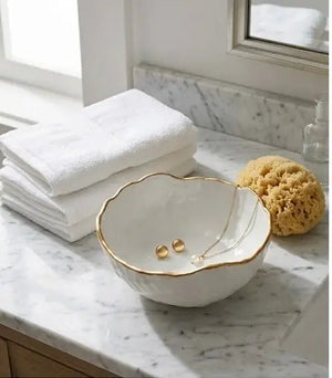 Ceramic Bowl - Gold Rim by Believe Candle, Southern home decor detail photo 3