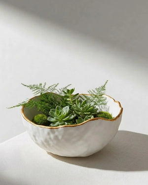 Ceramic Bowl - Gold Rim by Believe Candle, Southern home decor detail photo 6