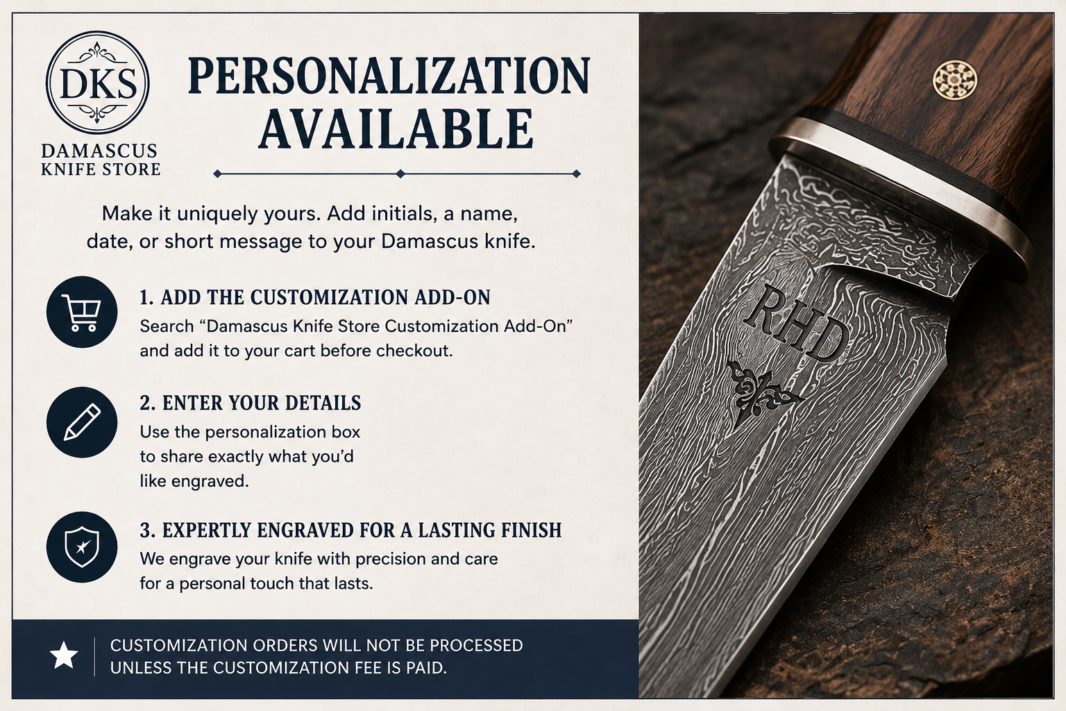 Damascus Knife Store Customization Add-On