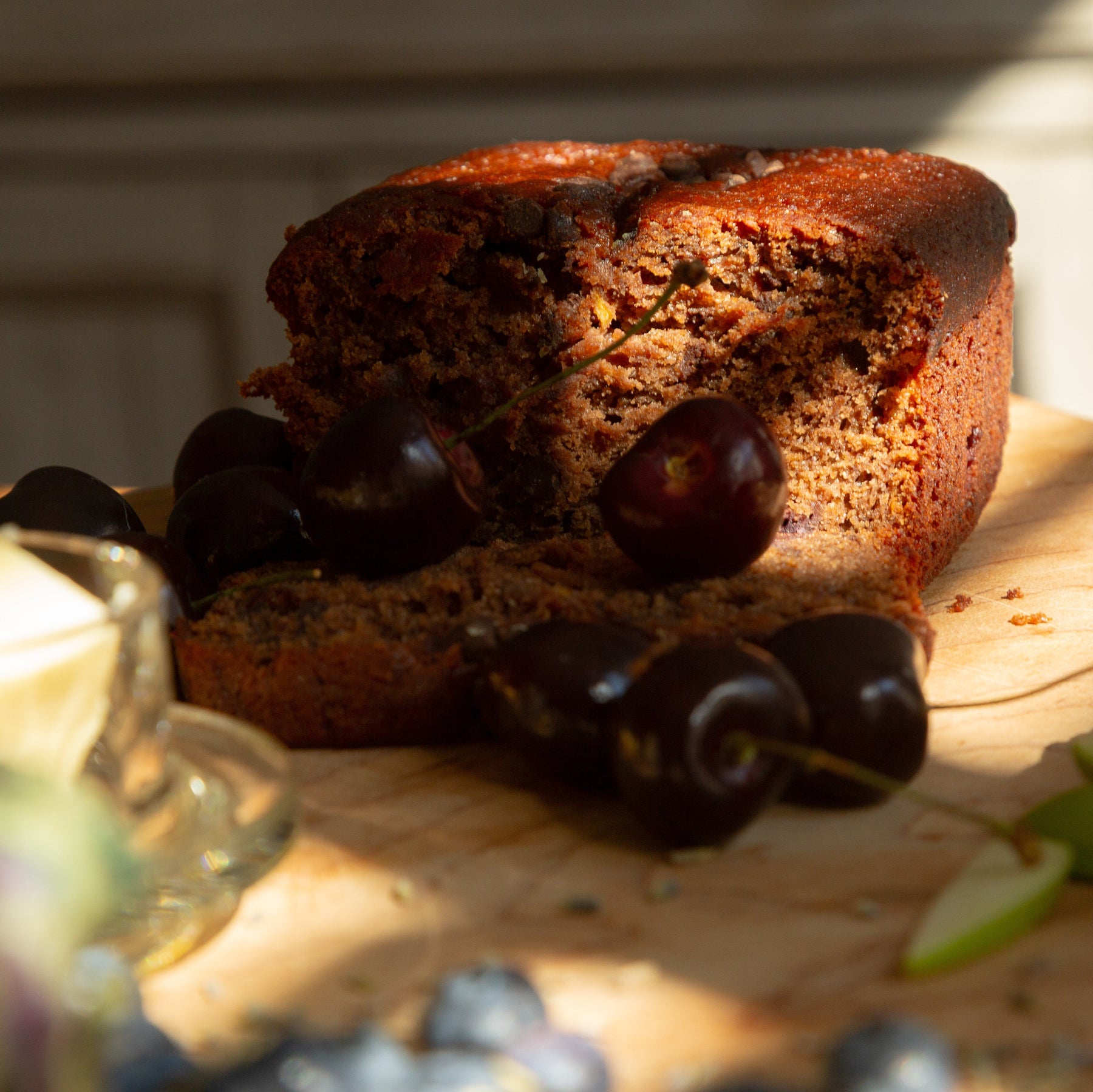 Cherry Double Chocolate Cake - Vegan detail view by Two and a Half Irishmen - Traditional Irish Baking