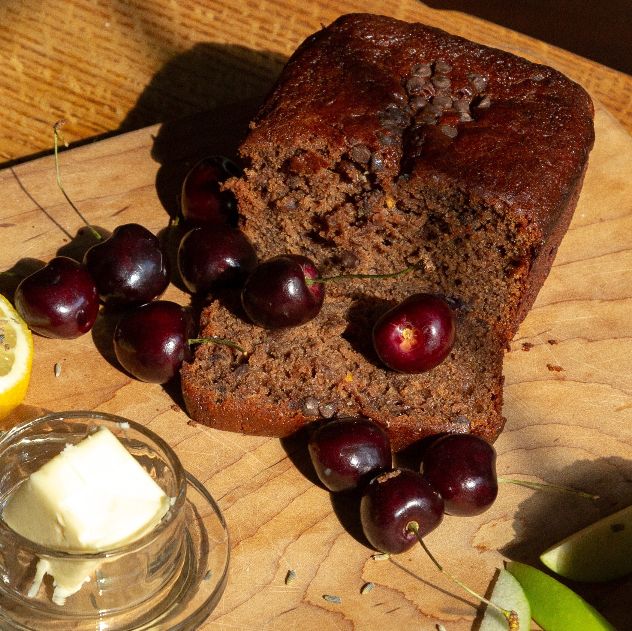 Cherry Double Chocolate Cake - Vegan detail view by Two and a Half Irishmen - Traditional Irish Baking