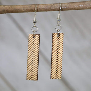 Chevron Bar Wooden Dangle Earrings | Modern Geometric Jewelry