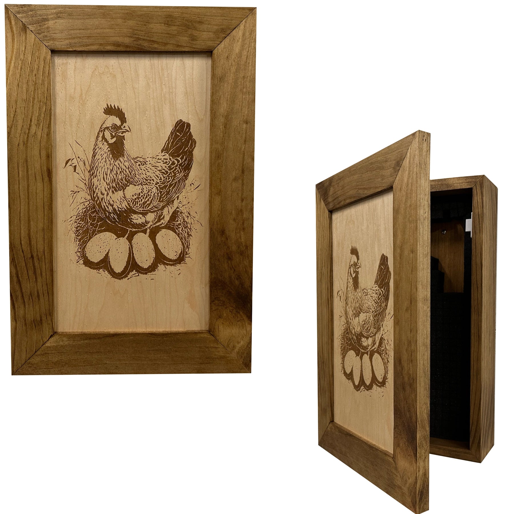 Hidden Gun Safe Chicken and Eggs Farmhouse Scene by Bellewood Designs by Bellewood Designs, Southern home decor main product photo