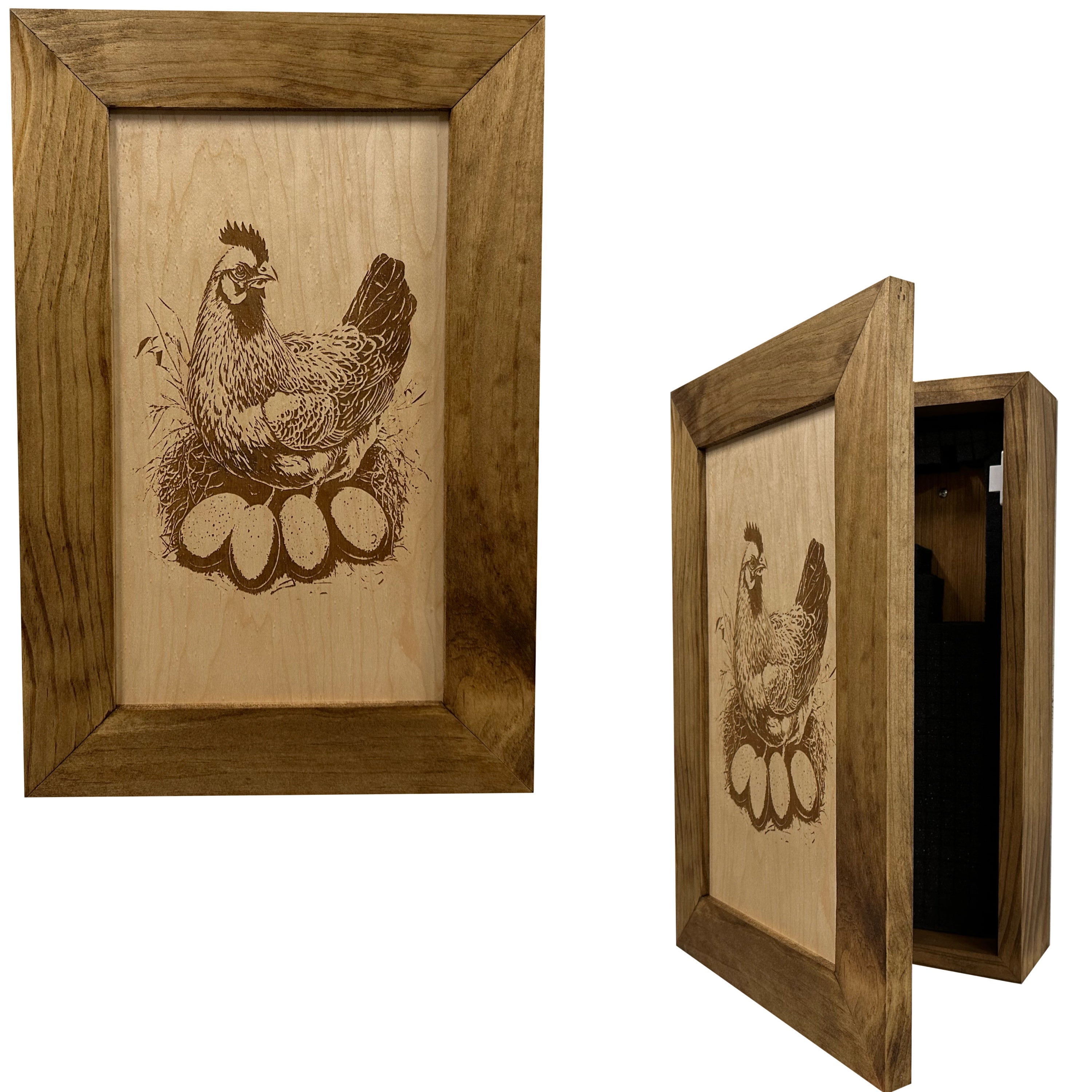 Hidden Gun Safe Chicken and Eggs Farmhouse Scene by Bellewood Designs by Bellewood Designs, Southern home decor main product photo