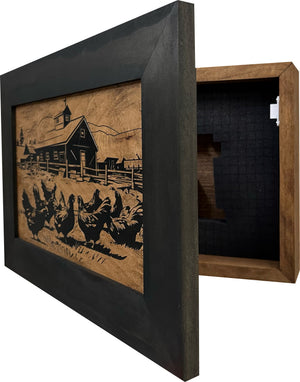 Chicken Farm Hidden Gun Safe - Handcrafted Gun Concealment Decor - Hidden Gun Shelf with Magnetic Lock for Quick Access - Hidden Wall Safe for Secure by Bellewood Designs