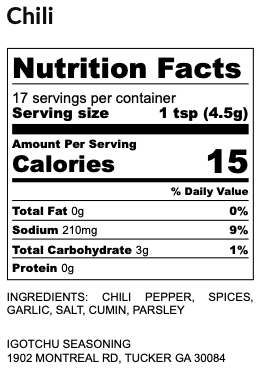 Igotchu Chili Seasoning detail view by Igotchu Seasonings