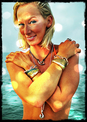 Bronze Redfish Cuff with Patina detail view by Anisa Jewelry