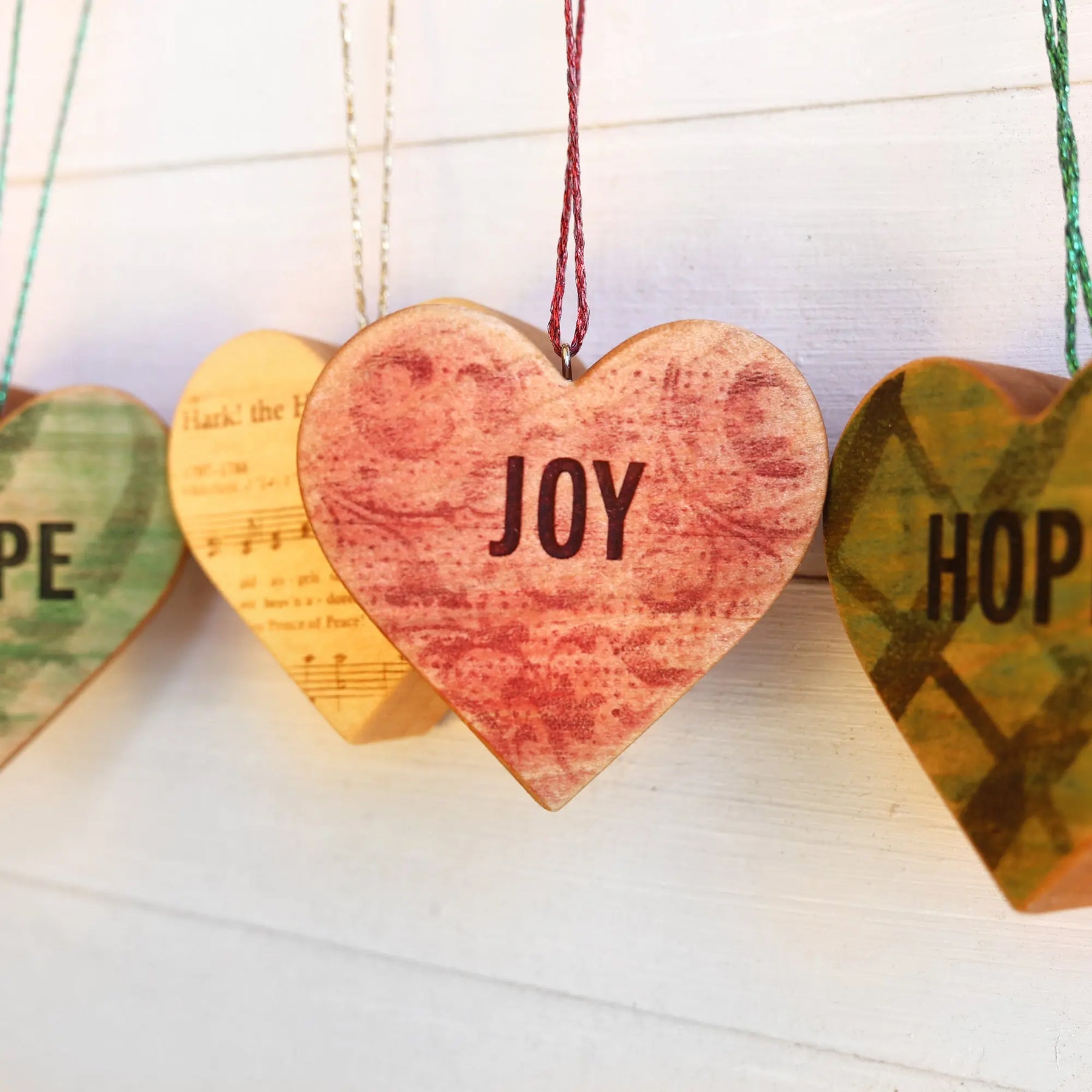 Christmas Carol Heart Ornaments by Dennehey Design Co., Southern home decor detail photo 3