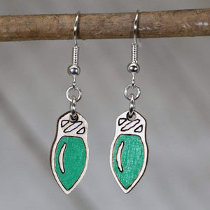 Christmas Lights Wooden Dangle Earrings | Holiday Jewelry by Cate's Concepts, LLC, handmade jewelry main product photo