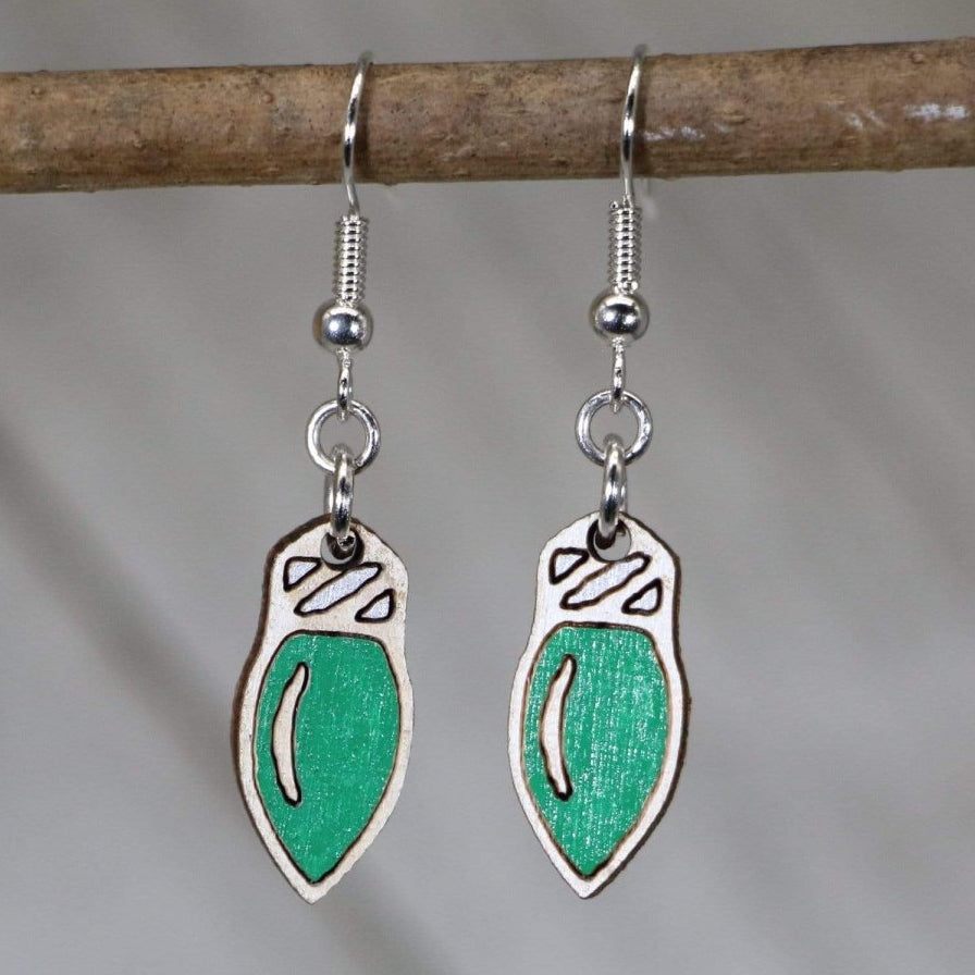 Christmas Lights Wooden Dangle Earrings | Holiday Jewelry detail view by Cate's Concepts, LLC
