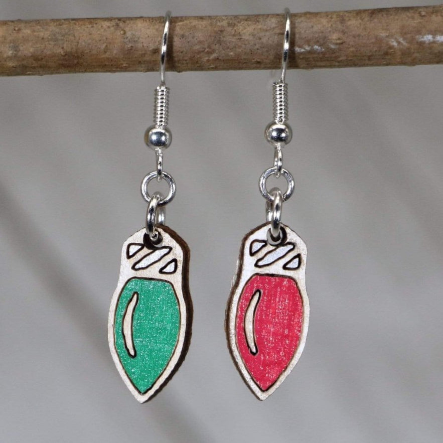 Christmas Lights Wooden Dangle Earrings | Holiday Jewelry by Cate's Concepts, LLC, handmade jewelry detail photo 3