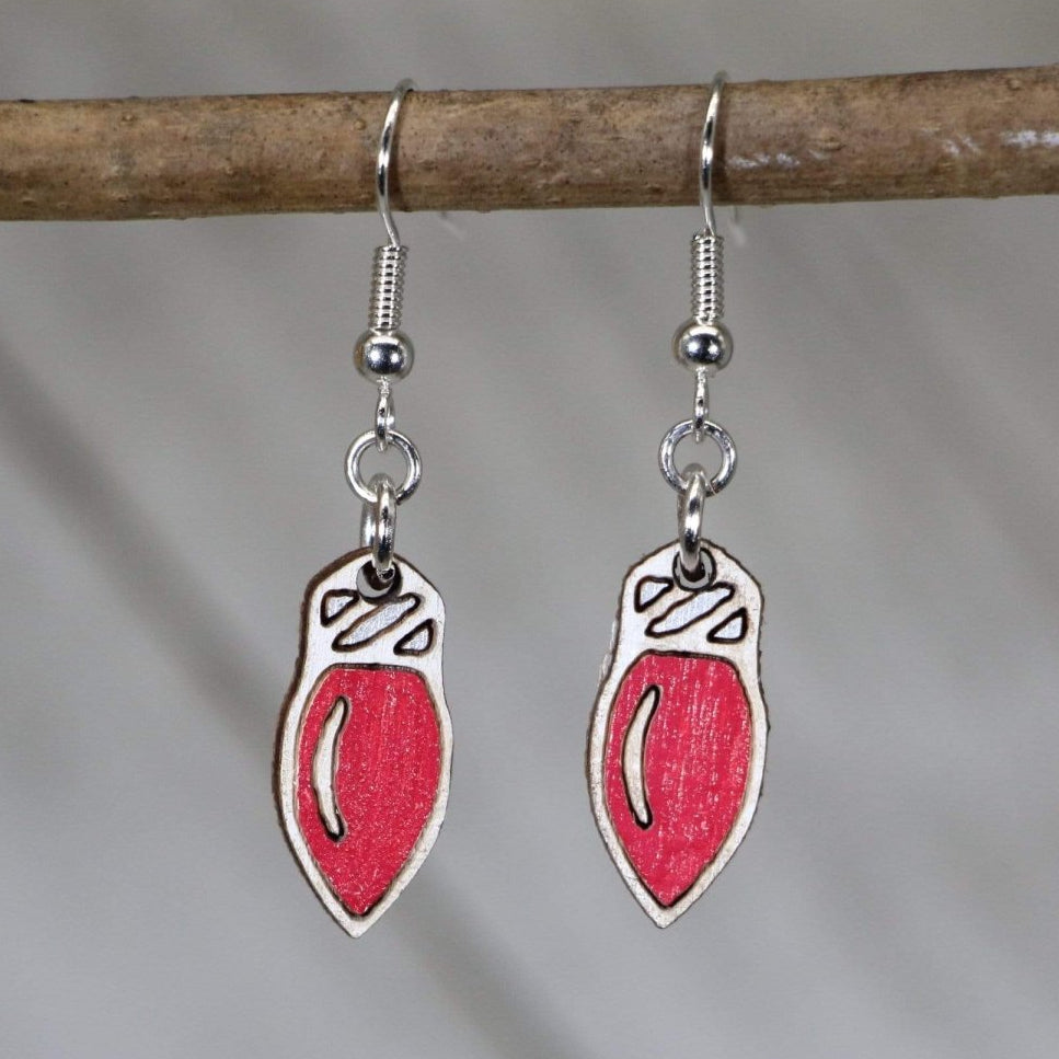 Christmas Lights Wooden Dangle Earrings | Holiday Jewelry detail view by Cate's Concepts, LLC