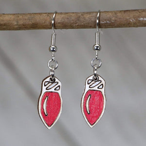 Christmas Lights Wooden Dangle Earrings | Holiday Jewelry detail view by Cate's Concepts, LLC