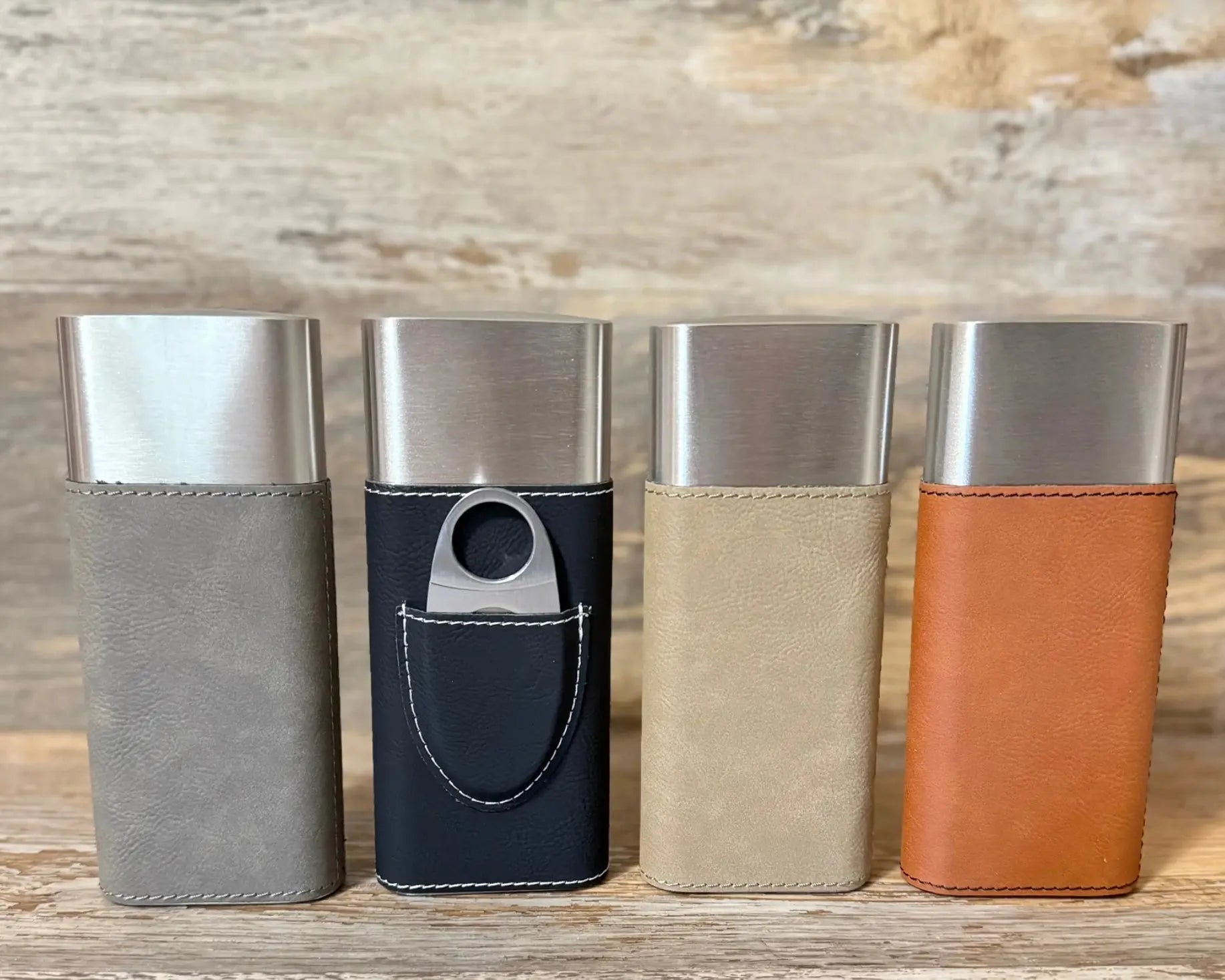 Cigar Holder with Leatherette Wrap and Cutter (Free Customization) by Jayman’s Creations, Southern home decor main product photo
