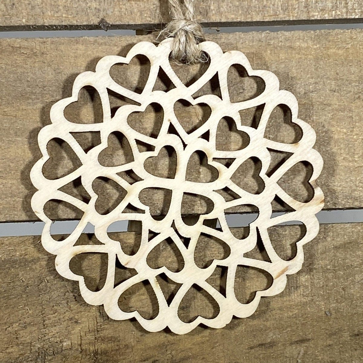Circle of Hearts Wooden Christmas Ornament | Romantic Holiday Decor by Cate's Concepts, LLC, Southern home decor main product photo