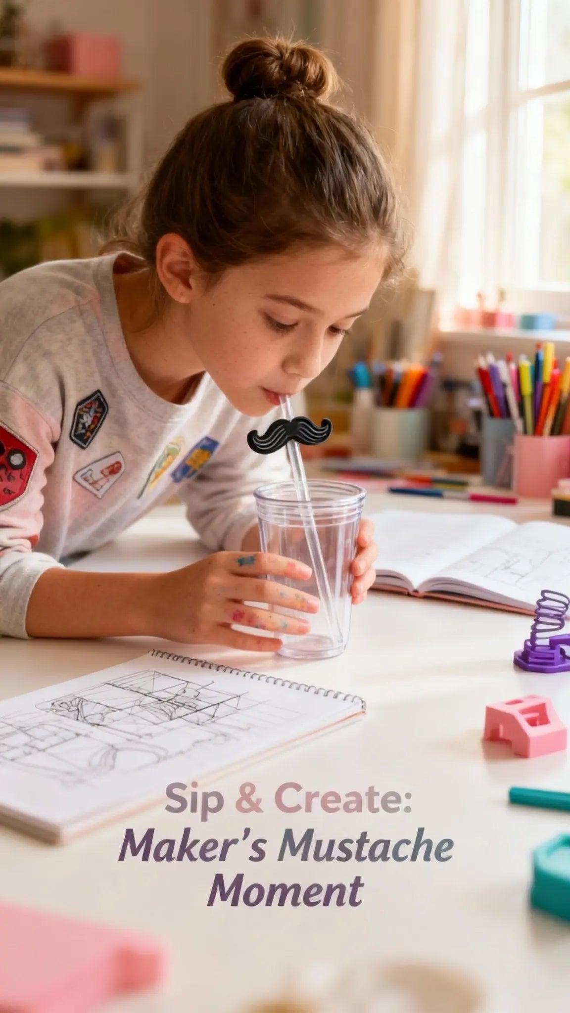 Classic Mustache Straw Topper by The Tween Space, straw holders detail photo 4
