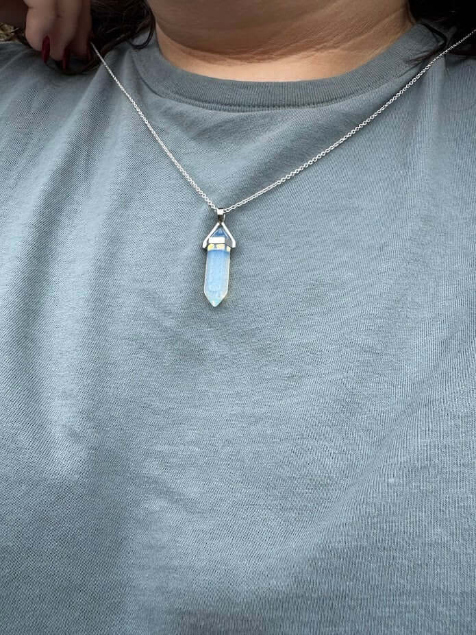 Clear Crystal Necklace | Cottagecore Crystal Jewelry Gift by Mushroom Lady Co, handmade jewelry detail photo 2